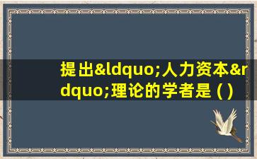 提出“人力资本”理论的学者是 ( )